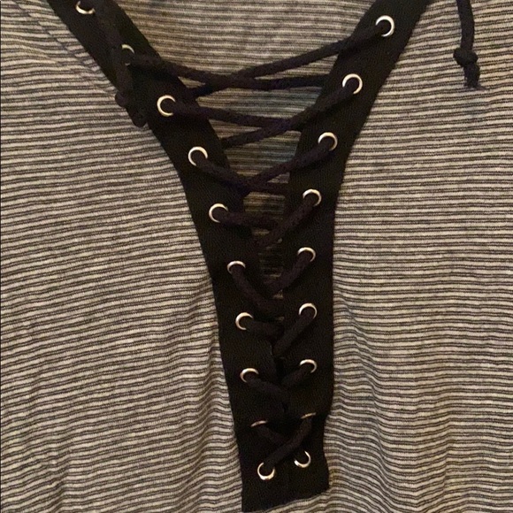 Emma and Sam Striped Lace Up T shirt - Picture 4 of 6